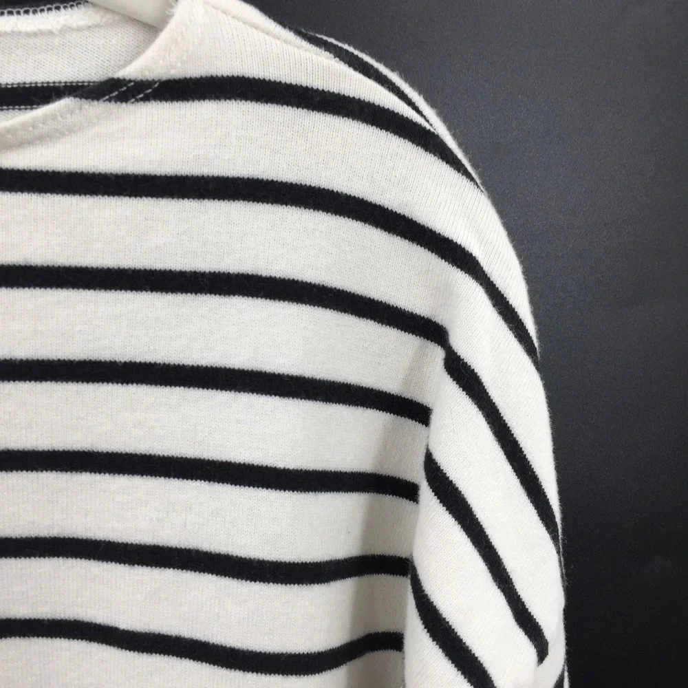 Hatch 100 cotton white black stripe chore pocket tunic Top long sleeve shirt 3 L